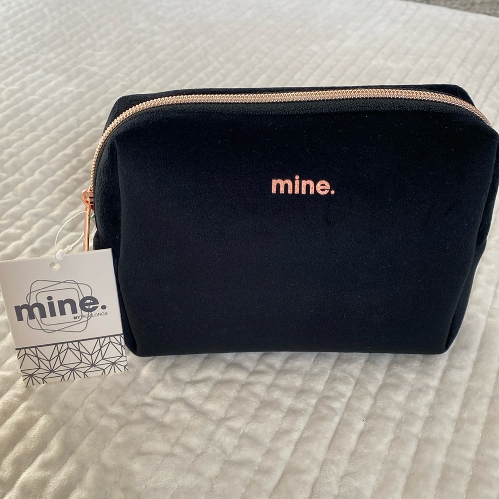 Mytagalongs Mine. Mini Cosmetic Loaf Bag Black Velour and Rose Gold
